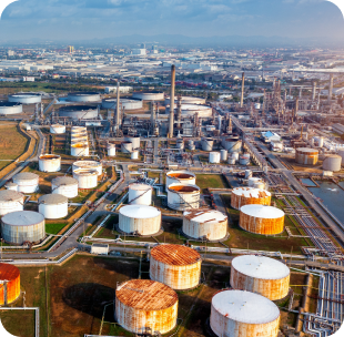Aerial View of Gas and Oil Refinery At Oil Industry